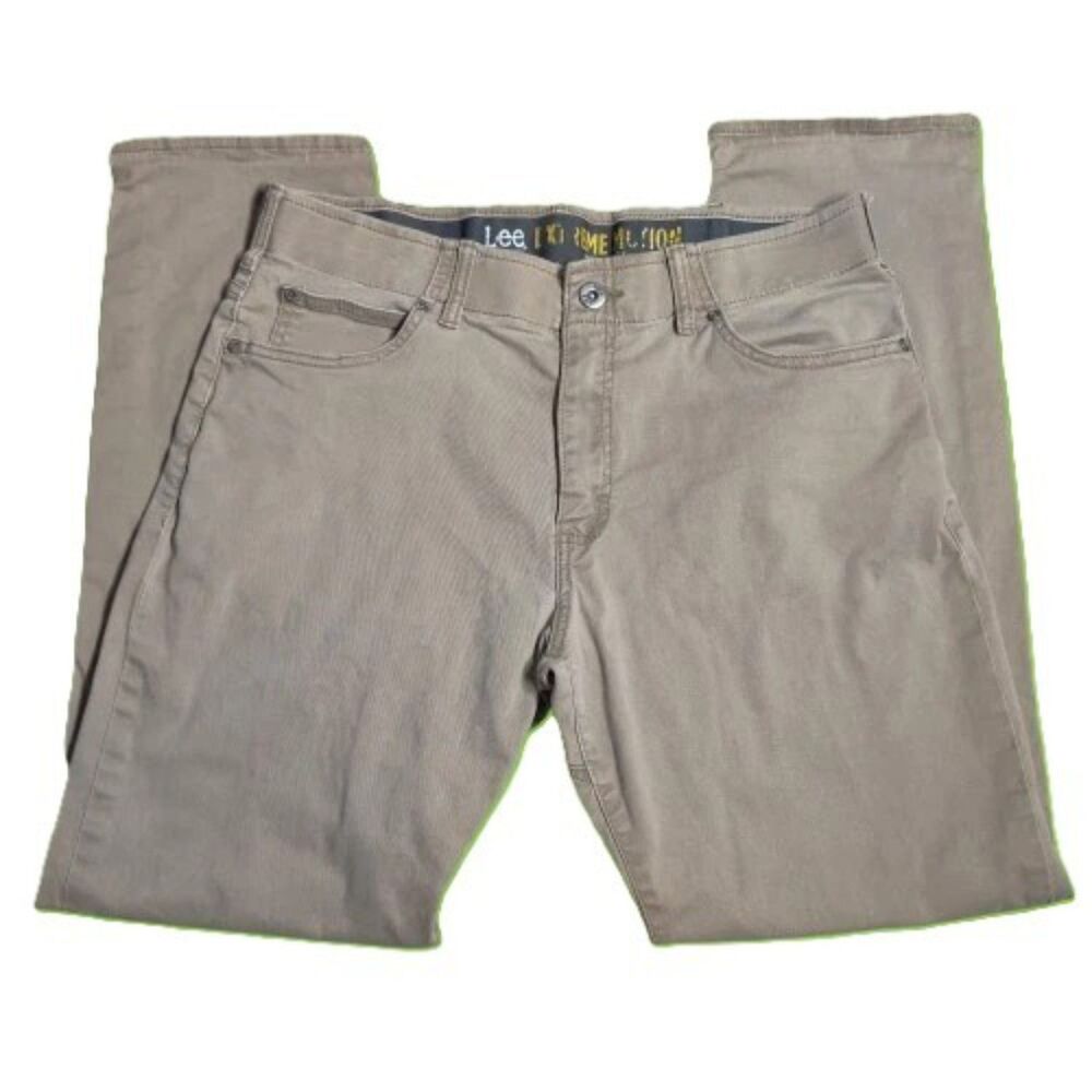 Lee Extreme Motion Performance Series Slim Fit Straight Leg Pants Khaki 34x32